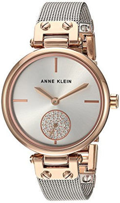 Picture of Anne Klein Women's Swarovski Crystal Accented Rose Gold-Tone and Silver-Tone Mesh Bracelet Watch