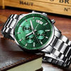 Picture of CRRJU Watches Men's Fashion Business Quartz Analog Auto Date Men Stainless Steel Band Waterproof Chronograph Sliver Green Dial Wrist Watch for Men