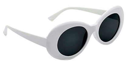 Picture of WebDeals (TM) - Oval Round Retro Oval Sunglasses Color Tint or Smoke Lenses Clout Goggles (#1 White, Smoke)