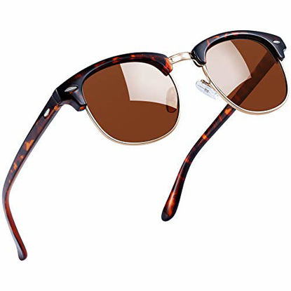 Picture of Joopin Semi Rimless Polarized Sunglasses Women Men Retro Brand Sun Glasses with Case (Tortoise Frame Brown Lens)