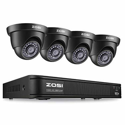 Picture of ZOSI H.265+ Full 1080p Home Security Camera System,5MP Lite CCTV DVR Recorder 4 Channel and 4 x 2MP 1080P Weatherproof Surveillance Dome Camera Outdoor Indoor with 80ft Night Vision (No Hard Drive)