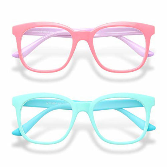 Computer Gaming Fake Eyeglasses Anti Eyestrain Gaoye 2-Pack Kids Blue Light Glasses Girls & Boys Age 3-15