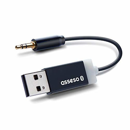 Picture of asseso BR1 Bluetooth Car Receiver - Compact 3.5mm Aux Adapter for Wirelessly Streaming Music with Car/Home Sound Stereo - Bluetooth 4.2; No Charging; Connects Automatically