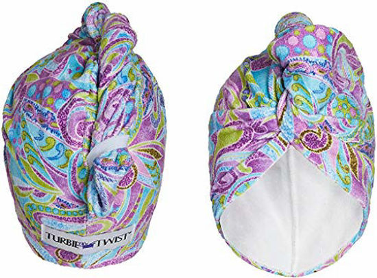 Picture of Turbie Twist Super Absorbent Microfiber Hair Towel Wrap - Hands Free Hair Drying Towel - 2 Pack (Purple Paisley)