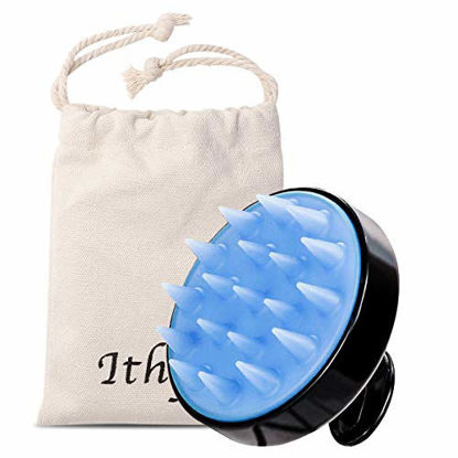 Picture of Ithyes Shampoo Brush Silicon Scalp Massager Hair Brush Wet Dry Comb Head Rubber Care Improve Blood Circulation for Men,Women,Pets, Black