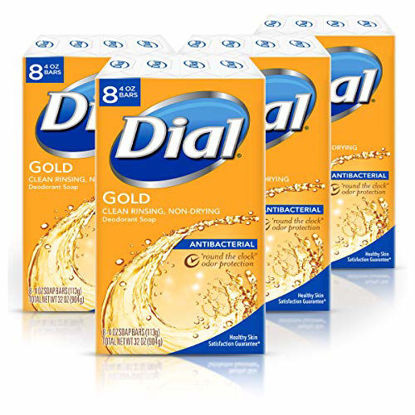 Picture of Dial Antibacterial Bar Soap, Gold, (Each 8 Count of 4 oz Bars) 128 Ounce (Pack of 4)