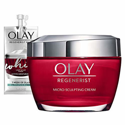 Picture of Olay Regenerist Micro-Sculpting Cream Face Moisturizer with Hyaluronic Acid & Vitamin B3+, 1.7 Oz + Whip Face Moisturizer Travel/Trial Size Gift Set