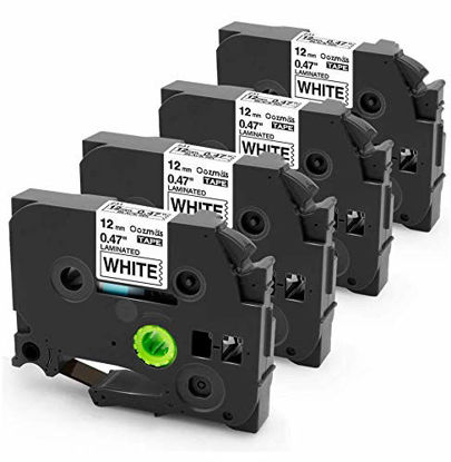 Picture of Oozmas Compatible Label Tape Replacement for TZe-231 12mm 0.47 Inch Laminated Black on White TZ Tape Compatible with Brother P Touch D400 D210 1280 1800 1880 1900 Label Maker Tape, 4 Pack