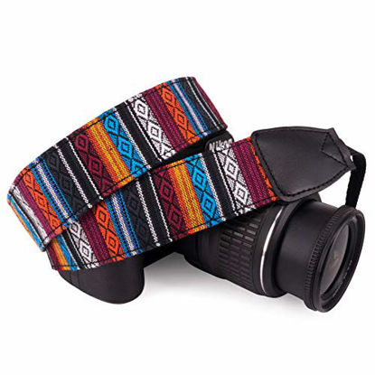 Picture of Wolven Pattern Canvas Camera Neck Shoulder Strap Belt Compatible with All DSLR/SLR/Men/Women etc, (Pink Navy Deer)
