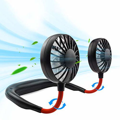 Picture of Hand-Free Personal Fan, Sports Neck Fan, Mini Portable USB Rechargeable Fan, 2000mAh, 360 Degrees Free Rotation Perfect for Traveling, park, Sports, Office Room, Headphone Design, Neckband Wearable