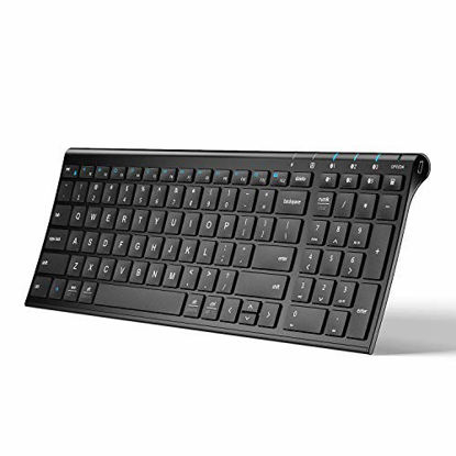 Picture of iClever BK10 Bluetooth Keyboard, Multi Device Keyboard Rechargeable Bluetooth 5.1 with Number Pad Ergonomic Design Full Size Stable Connection Wireless Keyboard for Mac OS, Android, Windows