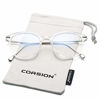 Picture of COASION Blue Light Blocking Glasses for Women Vintage Round Anti Blue Ray Computer Game Eyeglasses (Transparent/Silver)