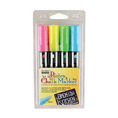 Picture of UCHIDA 483-4H Chisel Tip Bistro Chalk Marker Set, Fluorescent Colors