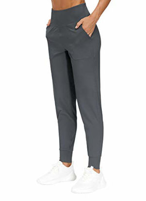 Picture of THE GYM PEOPLE Womens Joggers Pants with Pockets Athletic Leggings Tapered Lounge Pants for Workout, Yoga, Running (Small, Dark Grey)