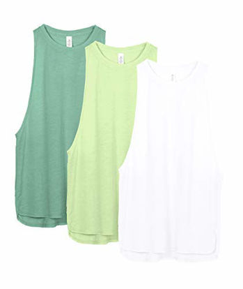 Picture of icyzone Workout Tank Tops for Women - Running Muscle Tank Sport Exercise Gym Yoga Tops Athletic Shirts(Pack of 3)(M, White/Green/Pistachio Green)