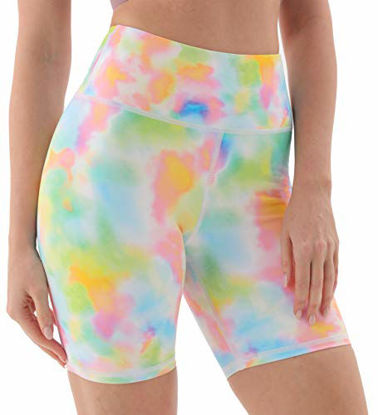 Picture of Persit Yoga Shorts for Women Spandex High Wasited Running Athletic Bike Workout Leggings Tight Fitness Gym Shorts with Pockets - Multicolor - M