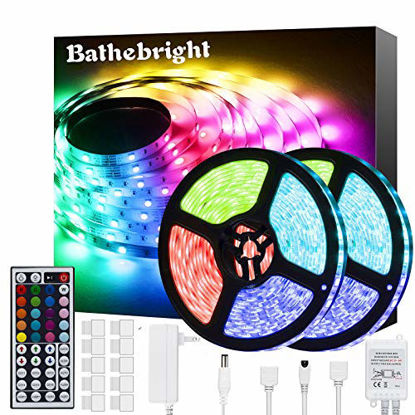 Picture of Bathebright Led Strip Lights 32.8ft, RGB Led Lights with Remote Color Changing for Room, Bedroom, TV Backlight, Kitchen