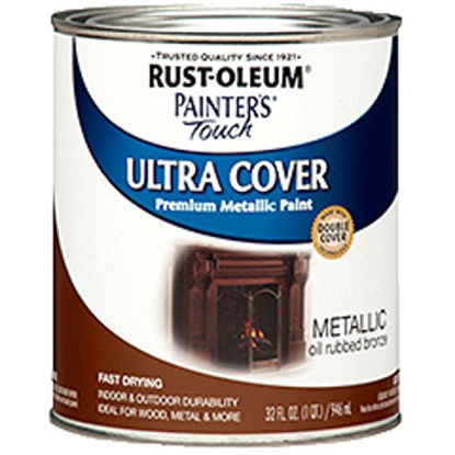 Picture of Rust-Oleum 254101-2PK Painter's Touch Latex Paint, Quart, Metallic Oil-Rubbed Bronze, 2 Pack