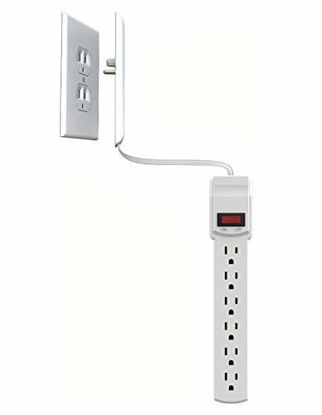 Picture of Sleek Socket Ultra-Thin Electrical Outlet Cover with Surge Protector 6 Outlet Power Strip and Cord Management Kit, 6-Foot, Universal Size