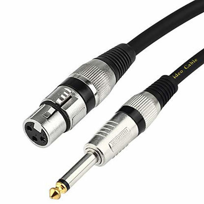 Picture of TISINO Female XLR to 1/4 (6.35mm) TS Mono Jack Unbalanced Microphone Cable Mic Cord for Dynamic Microphone - 6.6 FT/2 Meters