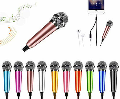 Picture of Mini Karaoke Microphone, Mini microphone Mini Voice Recording Microphone Portable Karaoke Mic for Singing, Recording, Voice Recording (rose gold)