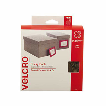 Picture of VELCRO Brand - Sticky Back Hook and Loop Fasteners | Perfect for Home or Office | 3/4in Coins | Pack of 200 | Beige