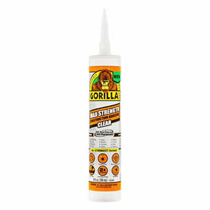 Picture of Gorilla Max Strength Clear Construction Adhesive, 9 ounce Cartridge, (Pack of 1)