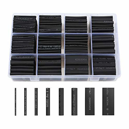 Picture of 650pcs Heat Shrink Tubing Black innhom Heat Shrink Tube Wire Shrink Wrap UL Approved Ratio 2:1 Electrical Cable Wire Kit Set Long Lasting Insulation Protection, Safe and Easy, Eco-Friendly Material