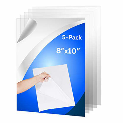 Picture of 5 Pack of 8x10 PET Sheet/Plexiglass Panels 0.04 Thick; Use for Crafting Projects, Picture Frames, Cricut Cutting and More; Protective Film to Ensure Scratch and Damage Free Sheets