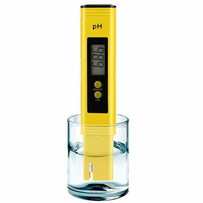 Picture of PH Meter for Water Hydroponics Digital PH Tester Pen 0.01 High Accuracy Pocket Size with 0-14 PH Measurement Range for Household Drinking, Pool and Aquarium (Yellow)