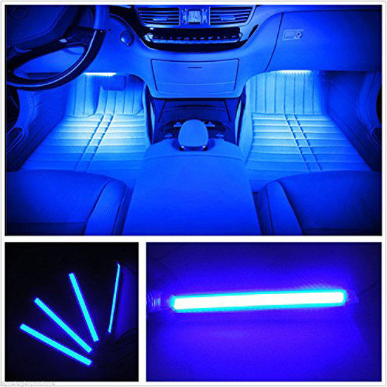 Picture of Car LED Strip Light, EJ's SUPER CAR 4pcs 36 LED Car Interior Lights Under Dash Lighting Waterproof Kit,Atmosphere Neon Lights Strip for Car,DC 12V(Blue)