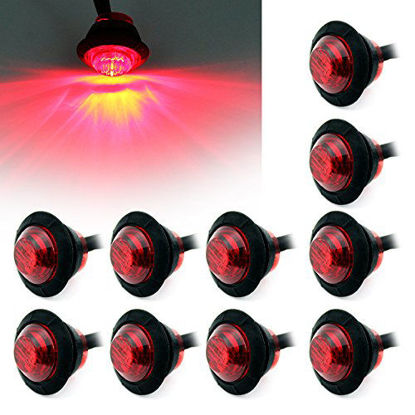 Picture of " Purishion 10x 3/4"" Round LED Clearence Light Front Rear Side Marker Indicators Light for Truck Car Bus Trailer Van Caravan Boat, Taillight Brake Stop Lamp 12V (Red)?