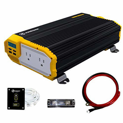 Picture of Krieger 1500 Watts Power Inverter 12V to 110V, Modified Sine Wave Car Inverter, Dual 110 Volt AC Outlets, DC to AC Converter with Installation Kit Included - MET Approved to UL and CSA Standards