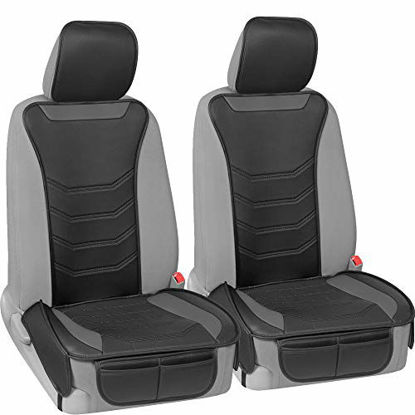 Picture of Motor Trend LuxeFit Gray Faux Leather Car Seat Cover for Front Seats, 2 Piece Set - Padded Universal Fit Luxury Cover, Faux Leather Sideless Protector for Car Truck Van & SUV