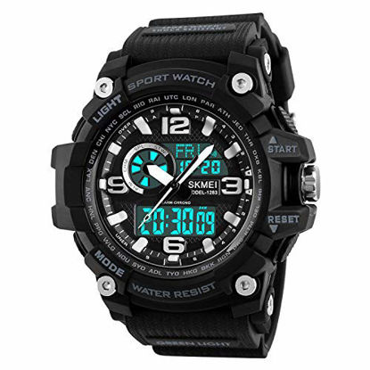 Picture of Mens Military Digital Watches 50M Waterproof Outdoor Sport Watch Multifunction Casual Dual Display Stopwatch Wrist Watch - All Black