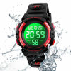 Picture of Girls Watch Digital Sports 50M Waterproof Electronic Watches Alarm Clock 12/24 H Stopwatch Calendar Boy Girl Wristwatch - Red