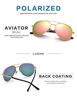 Picture of Aviator Sunglasses for Womens Polarized Pink Mirror by LUENX - UV 400 Protection Gold Frame 60mm