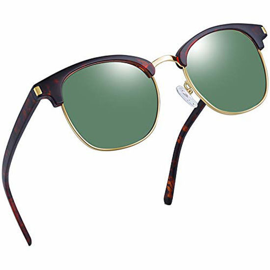 Picture of Joopin Semi Rimless Sunglasses Women Men Polarized Sun Glasses UV Protection (Retro Tortoise/G15)