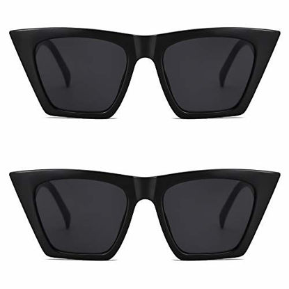 Picture of SOJOS Retro Square Cateye Polarized Women Sunglasses Trendy Style BELLA SJ2115 (D1 2 Pairs of Sunglasses(Black/Grey+Black/Grey), 54)