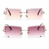 Picture of MINCL/Fashion Small Rectangle Sunglasses Women Ultralight Candy Color Rimless Ocean Sun Glasses (purple pink&purple brown)