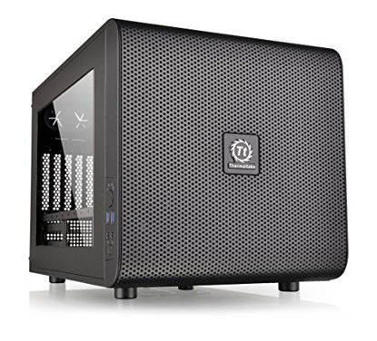 Picture of Thermaltake Core V21 SPCC Micro ATX, Mini ITX Cube Gaming Computer Case Chassis, Small Form Factor Builds, 200mm Front Fan Pre-installed, CA-1D5-00S1WN-00 Black