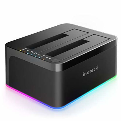 Picture of Inateck RGB SATA to USB 3.0 Hard Drive Docking Station with Offline Clone, for 2.5 and 3.5 Inch HDDs and SSDs, UASP Supported, Black SA02003