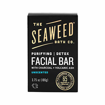 Picture of The Seaweed Bath Co. Purifying Detox Facial Bar Soap, Unscented, With Natural Organic Seaweed, Charcoal, Vegan, Paraben Free, 3.75 oz.