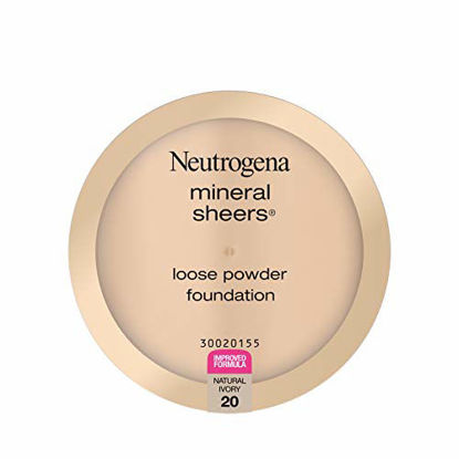Picture of Neutrogena Mineral Sheers Lightweight Loose Powder Makeup Foundation with Vitamins A, C, & E, Sheer to Medium Buildable Coverage, Skin Tone Enhancer, Face Redness Reducer, Natural Ivory 20,.19 oz