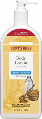 Picture of Burts Bees Body Lotion for Normal to Dry Skin with Milk & Honey, 12 Oz (Package May Vary)