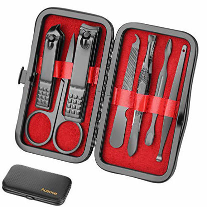 Picture of Manicure Set Personal care - Nail Clipper Kit Luxury Manicure 8 In 1 Professional Pedicure Set Grooming kit Gift for Men Husband Boyfriend Lover Parents Women Elder Patient Nail Care