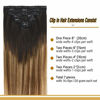 Picture of GOO GOO Human Hair Extensions Clip in Remy Hair Extensions Ombre Dark Brown Fading to Chestnut Brown and Dirty Blonde Ombre Clip in Extensions Balayage Hair Extensions 7pcs 120g 18 inch