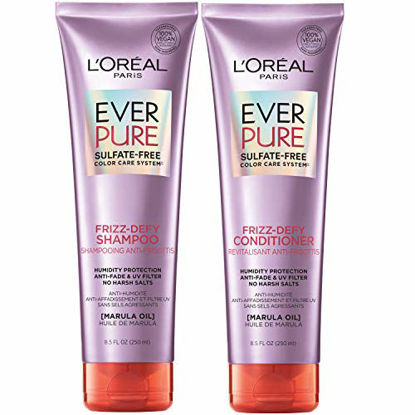 Picture of L'Oreal Paris Hair Care EverPure Frizz Defy Sulfate Free Shampoo and Conditioner Kit for Color-Treated Hair, Humidity + Frizz Control, For Frizzy Hair (8.5 Fl; Oz each) (Packaging May Vary)