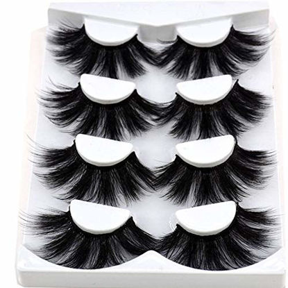 Picture of HBZGTLAD NEW 4 Pairs 3D Mink Hair False Eyelashes Criss-cross Wispy Cross Fluffy length 25-30mm Lashes Extension Handmade Eye Makeup Tools (MDR-5)