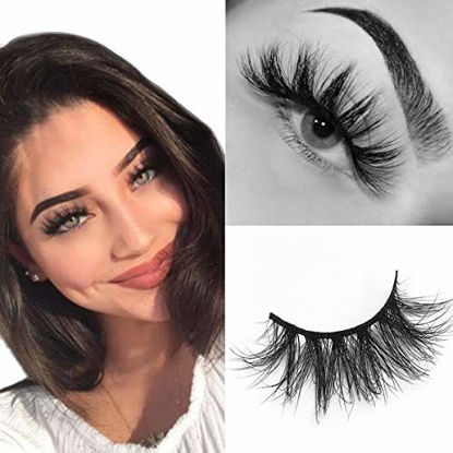 Picture of SWINGINGHAIR Mink Lashes, 3D Mink Eyelashes 19mm Natural False Eyelashes Siberian 3D Mink Lashes Natural Look Eyelashes Hand-made Fluffy Volume Lashes 1 Pair